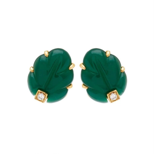 Boucles d'oreilles CARTIER- Paire de Boucles d'oreilles en or jaune, diamants et chrysoprases 58 Facettes DV35772-5