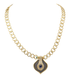 Necklace 18k gold necklace with quartz, sapphire, emeralds and brilliant stones 58 Facettes E360665