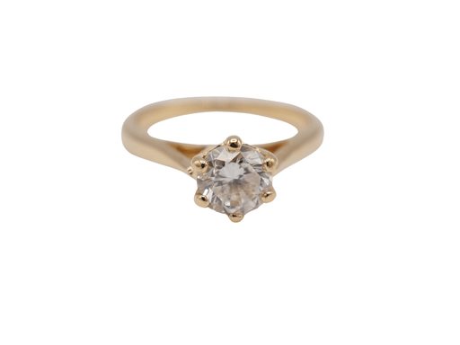 Ring 46 Solitaire yellow gold diamond 58 Facettes