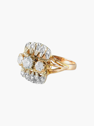 Bague 55 Bague ancienne en or jaune 18 carats et diamants 58 Facettes BO/150023