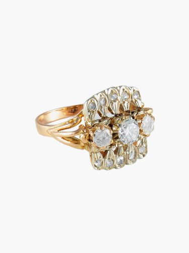 Bague 55 Bague ancienne en or jaune 18 carats et diamants 58 Facettes BO/150023