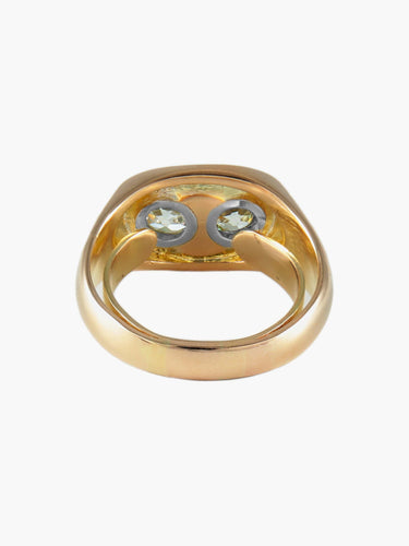 Bague 53 Bague Toi & Moi vintage en or jaune 18 carats et diamants 58 Facettes BO/210025