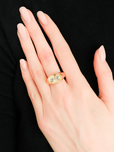 Bague 53 Bague Toi & Moi vintage en or jaune 18 carats et diamants 58 Facettes BO/210025