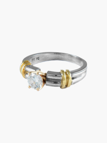 Bague 57 Bague solitaire sertie griffe diamant 0,50 ct en or jaune et blanc 58 Facettes BO/150024