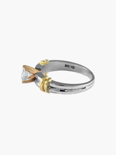Bague 57 Bague solitaire sertie griffe diamant 0,50 ct en or jaune et blanc 58 Facettes BO/150024