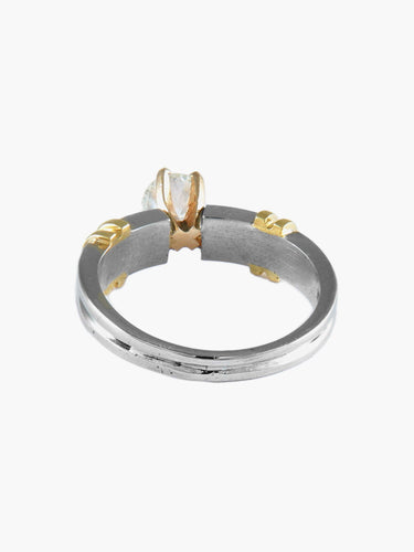 Bague 57 Bague solitaire sertie griffe diamant 0,50 ct en or jaune et blanc 58 Facettes BO/150024