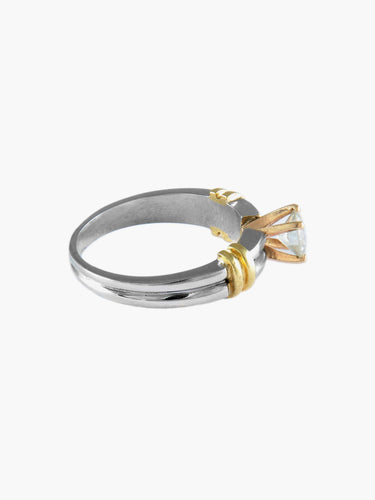 Bague 57 Bague solitaire sertie griffe diamant 0,50 ct en or jaune et blanc 58 Facettes BO/150024