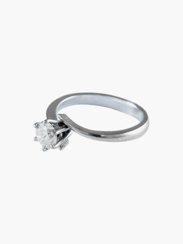 Bague 50.5 Bague solitaire en or blanc 18 carats et diamant 0,50 ct 58 Facettes BO/120040