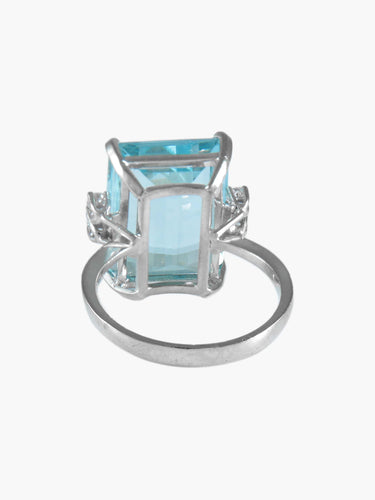 Bague 55 Bague sertie d’aigüe-marine en or blanc et diamants 58 Facettes BO/220025BA