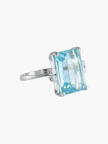 Bague 55 Bague sertie d’aigüe-marine en or blanc et diamants 58 Facettes BO/220025BA