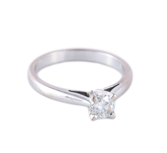 Bague 59 Bague solitaire en or blanc 18 carats et diamant 0,25 ct 58 Facettes BO/220098 NSS