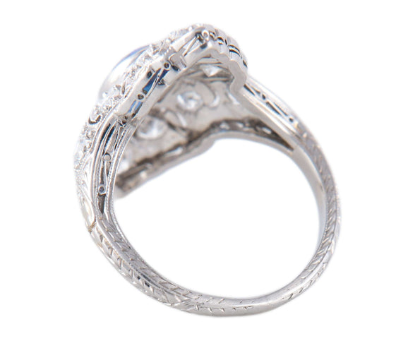 Bague 50 Bague Art Déco en platine et saphir, entourée de diamants 58 Facettes BO/220144
