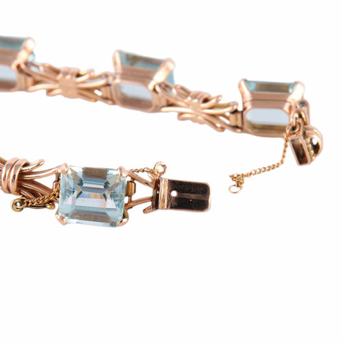 Bracelet Bracelet articulé en or jaune 18k et aigues-marines 58 Facettes BO/220087 NSS