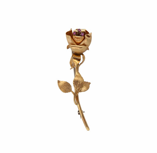 Broche Broche rose en or jaune 18k et rubis 58 Facettes BO/220062-RIV