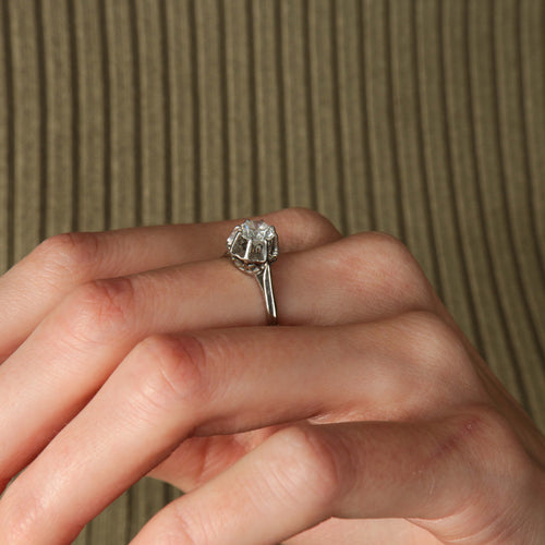 Bague 55 Bague solitaire en or blanc 18 carats et diamant 0,50 ct 58 Facettes BO/220063-64 RIV