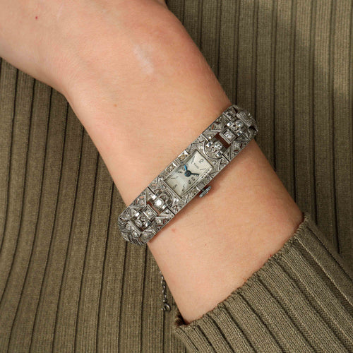 Montre Montre Art Déco en platine et diamants 58 Facettes BO/220101