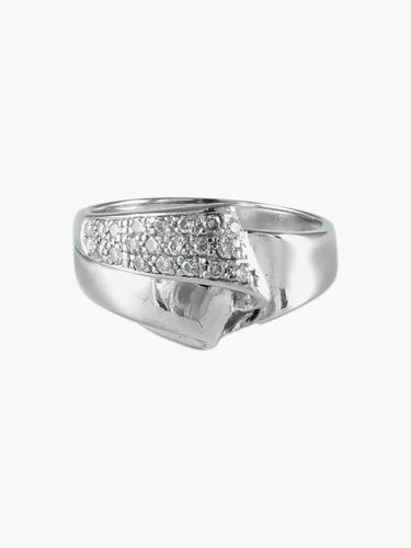 Bague 57 Bague Ruban pavée en or blanc 18 carats et diamants 58 Facettes BO/160025