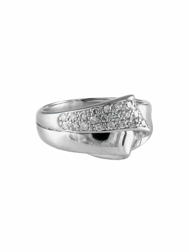 Bague 57 Bague Ruban pavée en or blanc 18 carats et diamants 58 Facettes BO/160025