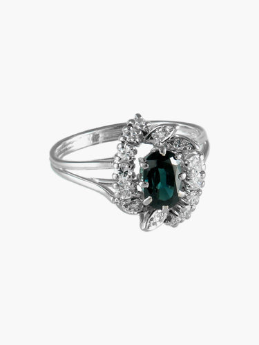 Bague 59 Bague "Étreinte" en or blanc et diamants avec saphir ovale 58 Facettes 24921