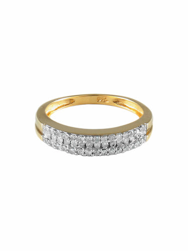 Bague 54 Bague alliance trois lignes pavées en or jaune 18k et diamants 58 Facettes BO/130069