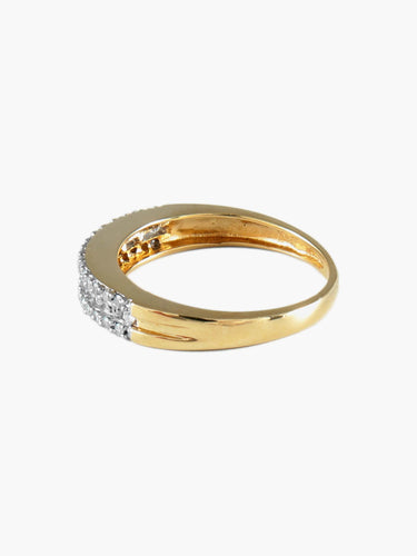 Bague 54 Bague alliance trois lignes pavées en or jaune 18k et diamants 58 Facettes BO/130069
