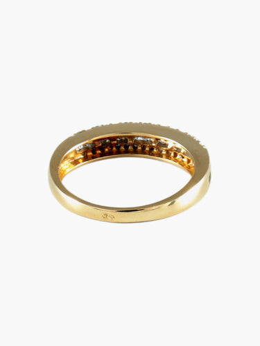 Bague 54 Bague alliance trois lignes pavées en or jaune 18k et diamants 58 Facettes BO/130069