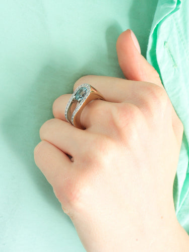 Bague 51.5 Bague ronde Fleur pavée en or blanc 18k et diamants 58 Facettes 210032