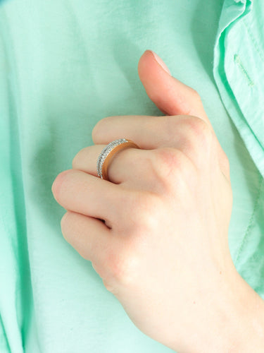 Bague 54 Bague alliance trois lignes pavées en or jaune 18k et diamants 58 Facettes BO/130069