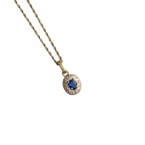 Pendentif Pendentif en or jaune 18 carats avec saphir ovale et diamants 58 Facettes 377