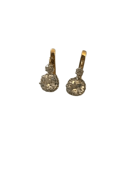 Pair of antique sleeper earrings, diamonds 58 Facettes