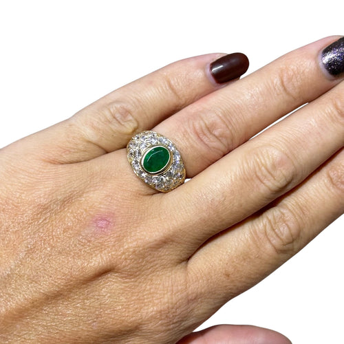 Bague 53 Bague dôme en or 18 carats avec émeraude et diamants 58 Facettes 287