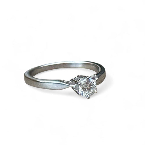 Bague 54 Solitaire - Bague en or blanc 18 carats avec diamant 0,35 ct 58 Facettes 282