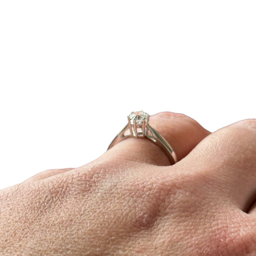 Bague 54 Solitaire - Bague en or blanc 18 carats avec diamant 0,35 ct 58 Facettes 282