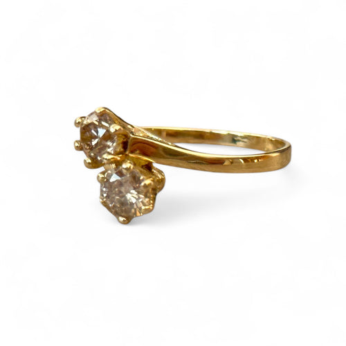 Bague 58 Bague toi et moi en or jaune 18 carats et diamants 58 Facettes 218