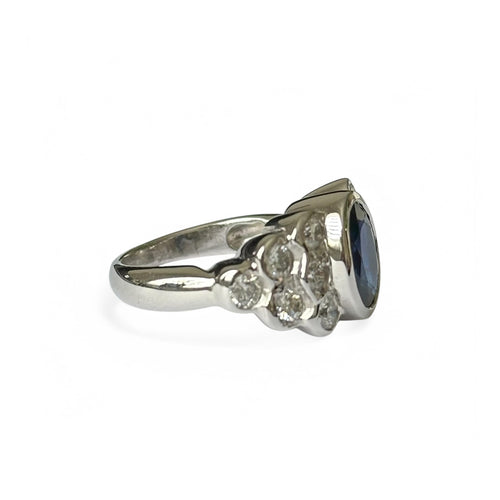 Bague 50 Bague jonc en or blanc avec saphir ovale et diamants 58 Facettes 340