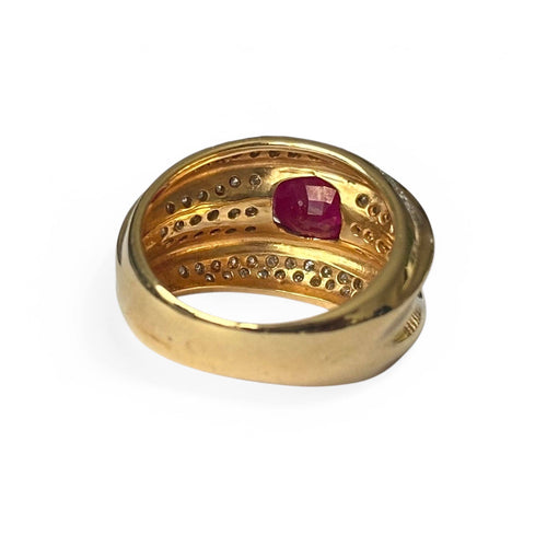 Bague 54 Bague rubis et diamants en or 18 carats 58 Facettes 329