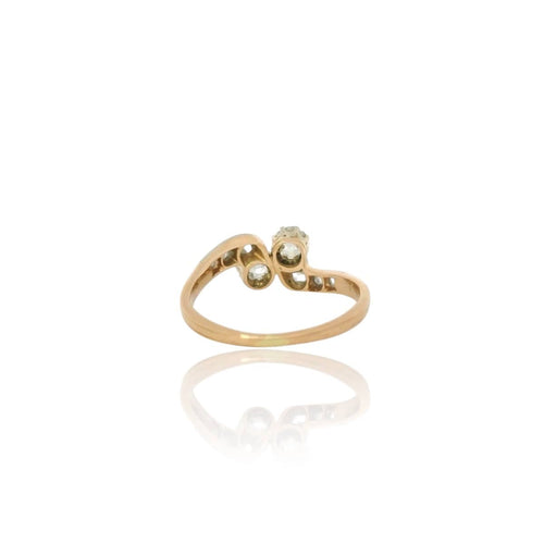 Bague 53 Bague Toi et Moi en or 18k, platine et diamants 58 Facettes