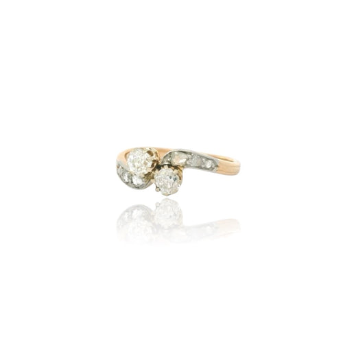Bague 53 Bague Toi et Moi en or 18k, platine et diamants 58 Facettes