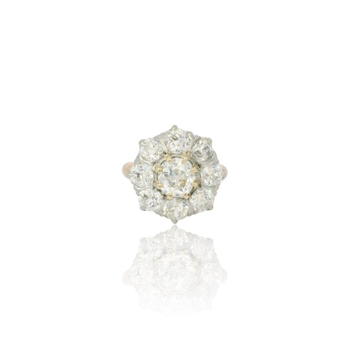 Bague 52 Bague cluster en or blanc et jaune 18k et diamants 58 Facettes