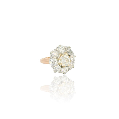 Bague 52 Bague cluster en or blanc et jaune 18k et diamants 58 Facettes