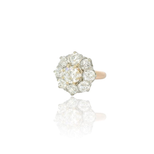 Bague 52 Bague cluster en or blanc et jaune 18k et diamants 58 Facettes