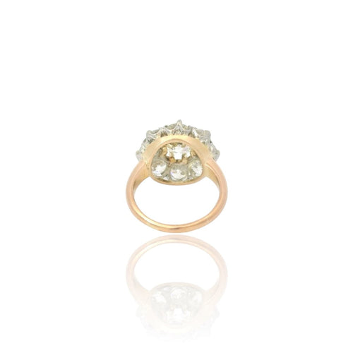 Bague 52 Bague cluster en or blanc et jaune 18k et diamants 58 Facettes