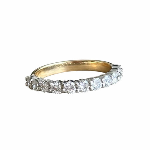 Bague 61 Demi-alliance en or 18 carats avec 11 diamants 58 Facettes 360