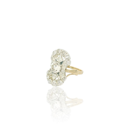 Bague 56 Bague fin XIXe en or jaune 18k, argent, diamants et saphirs 58 Facettes