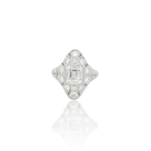 Bague 52 Bague Art déco en or blanc 18k et diamants 58 Facettes