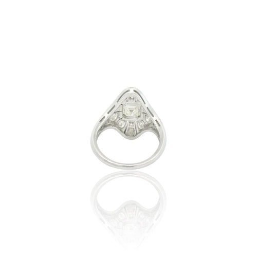 Bague 52 Bague Art déco en or blanc 18k et diamants 58 Facettes
