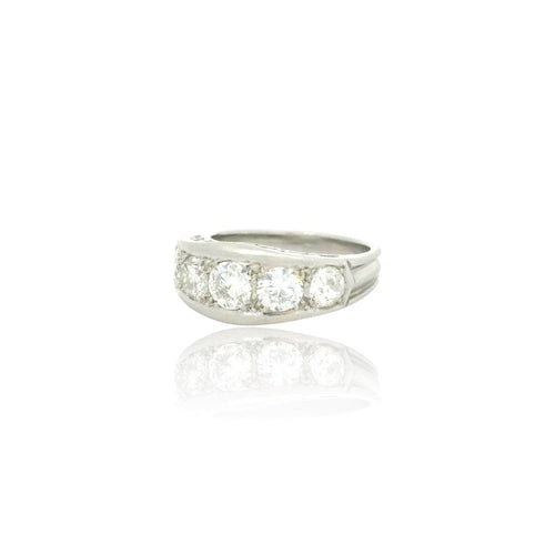 Bague 56 Bague vintage 1940 en or blanc 18k et diamants 58 Facettes