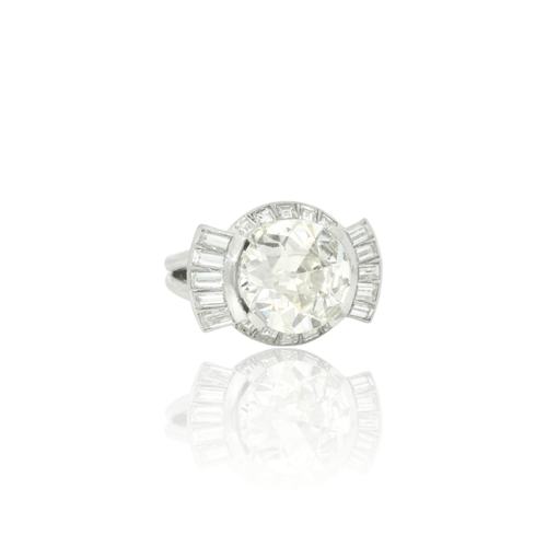 Bague 52 Bague vintage années 60 avec diamants (centre 3,50 ct) 58 Facettes