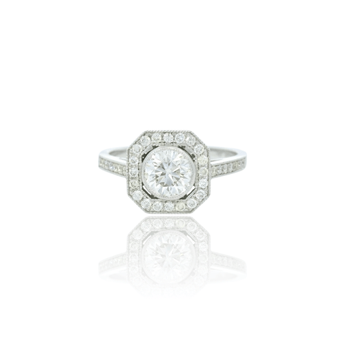Bague 53 Bague carrée en or blanc 18k et diamants 58 Facettes