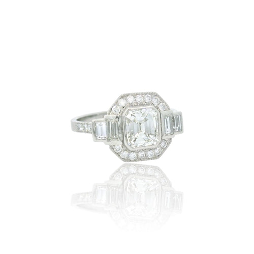 Bague 52 Bague Art déco en platine et diamants 58 Facettes